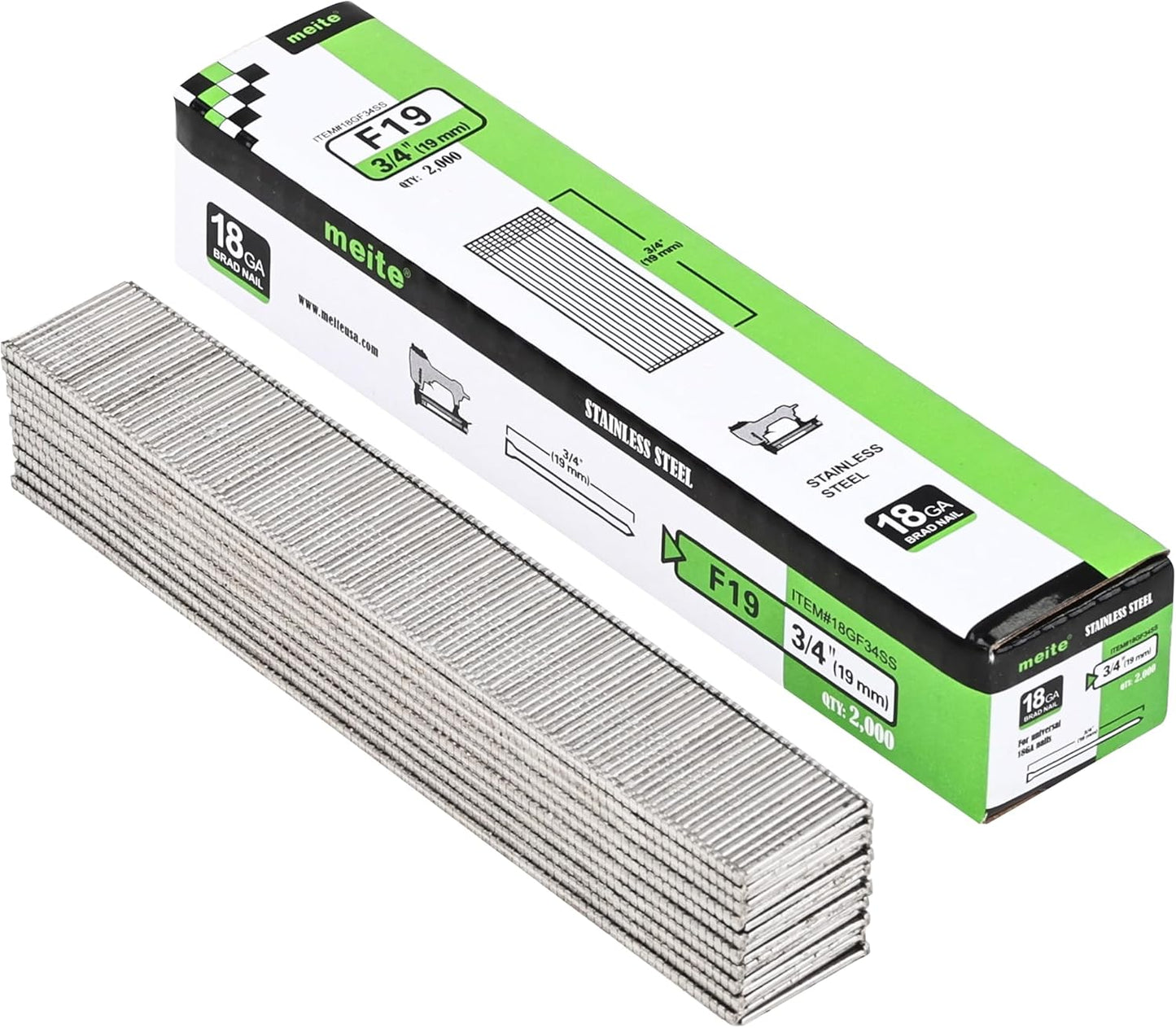 meite 18 Gauge Brad Nails for Pneumatic and Electric Nailers