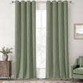 Blackout Sage Linen Look Curtains 102 in 2 Panels - Full Darkening