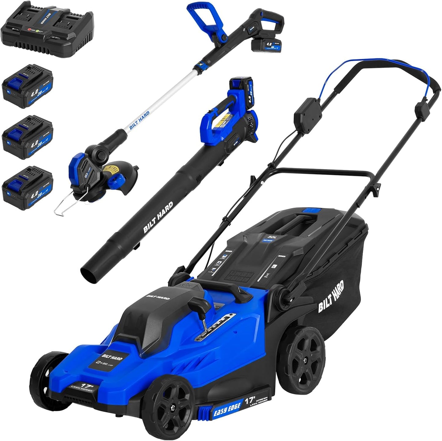 BILT HARD 40V 17in Brushless Cordless Lawn Mower Combo Set