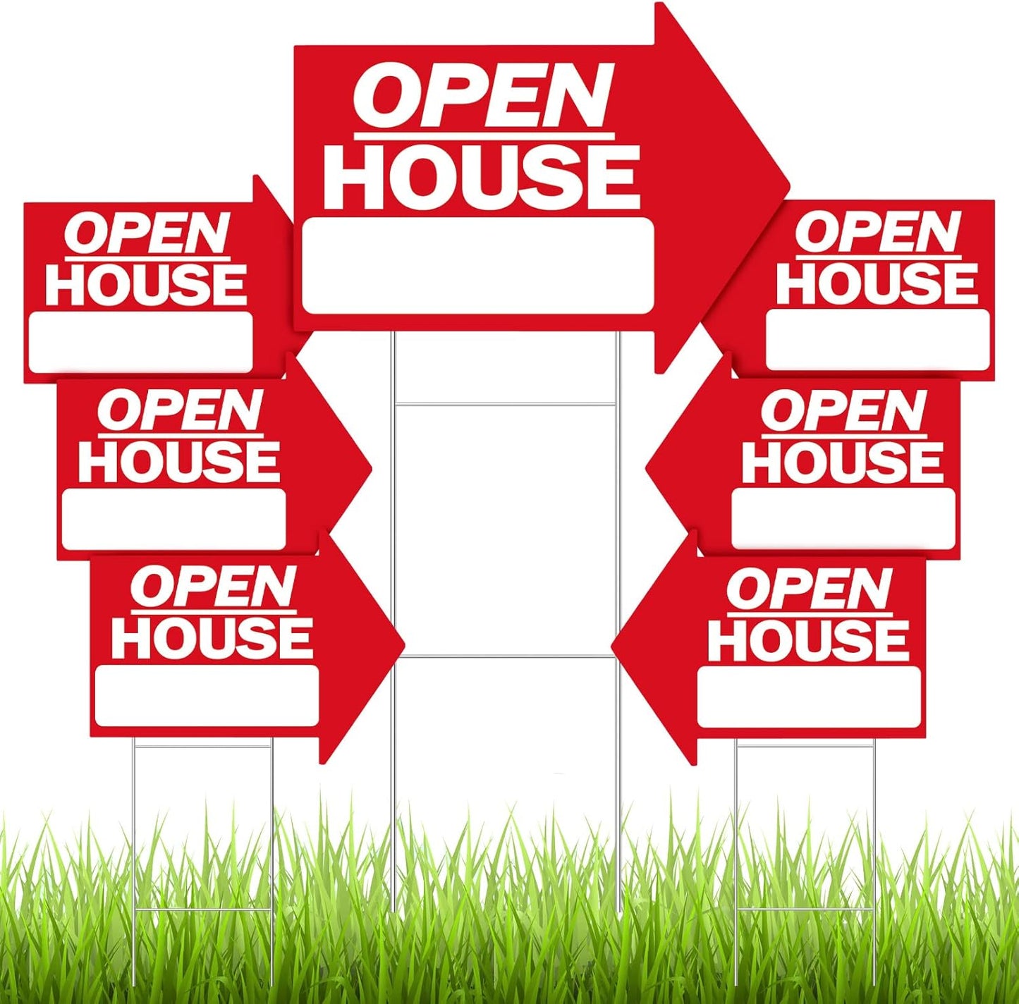 7 Pcs Open House Signs for Real Estate with H Wire Stakes
