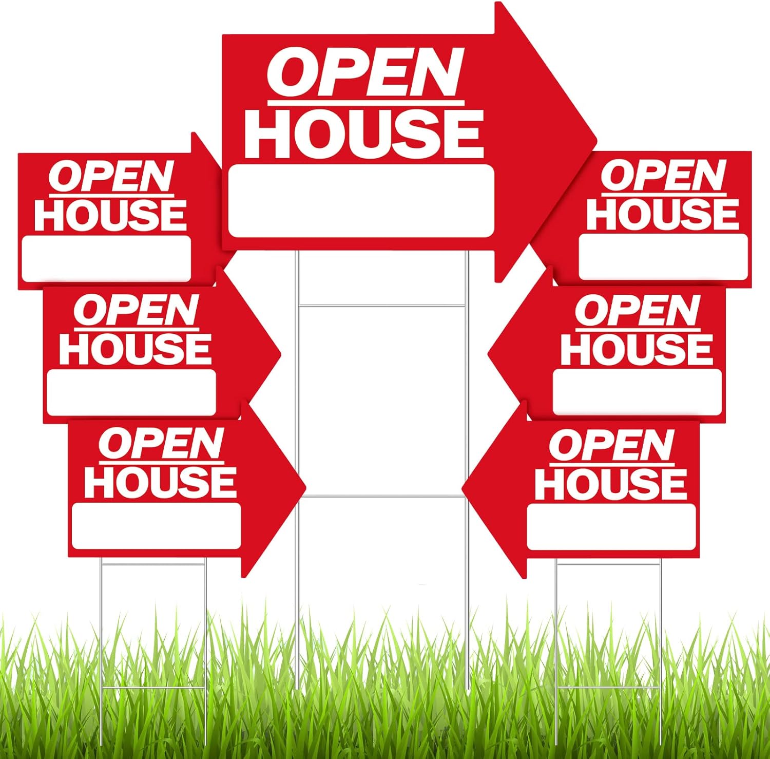 7 Pcs Open House Signs for Real Estate with H Wire Stakes