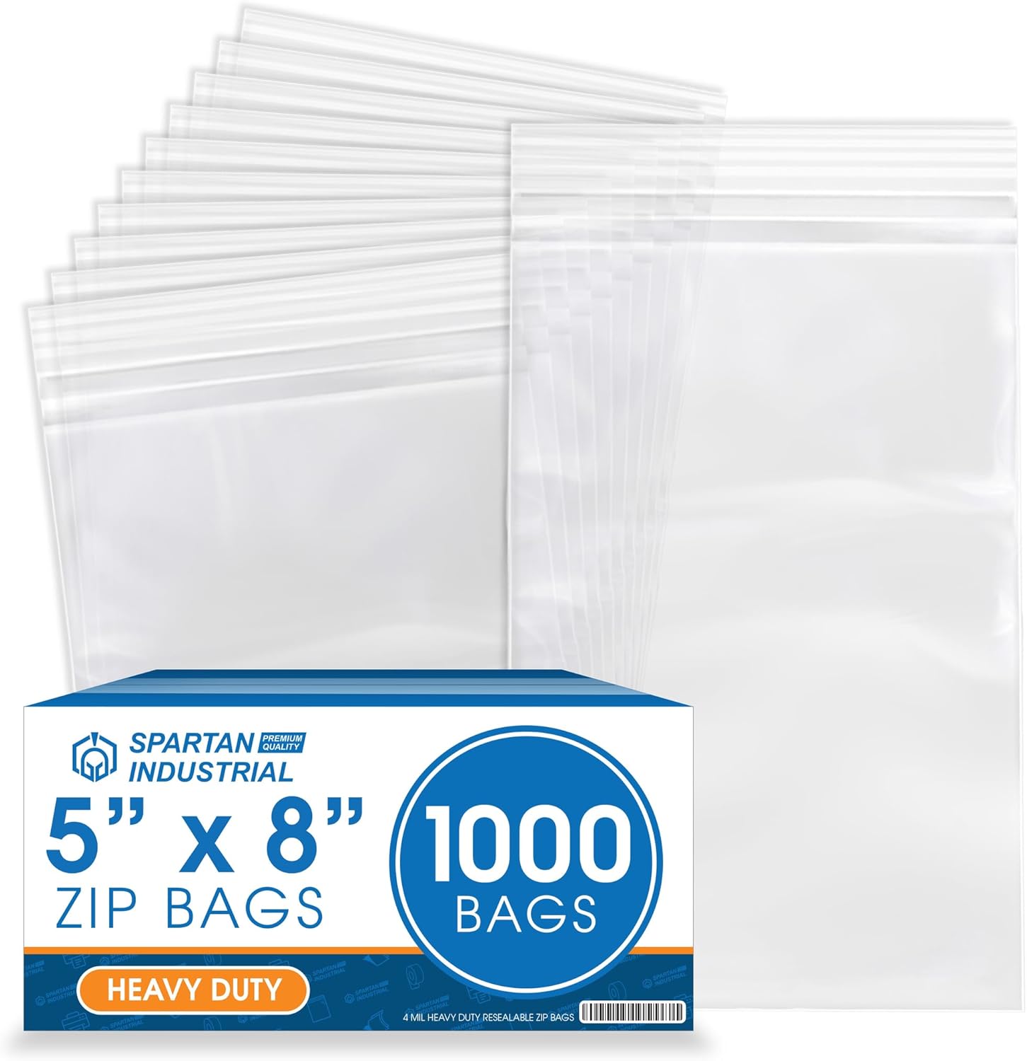 Spartan Industrial 5 X 8 Clear Zip Bags for Heavy Duty Storage