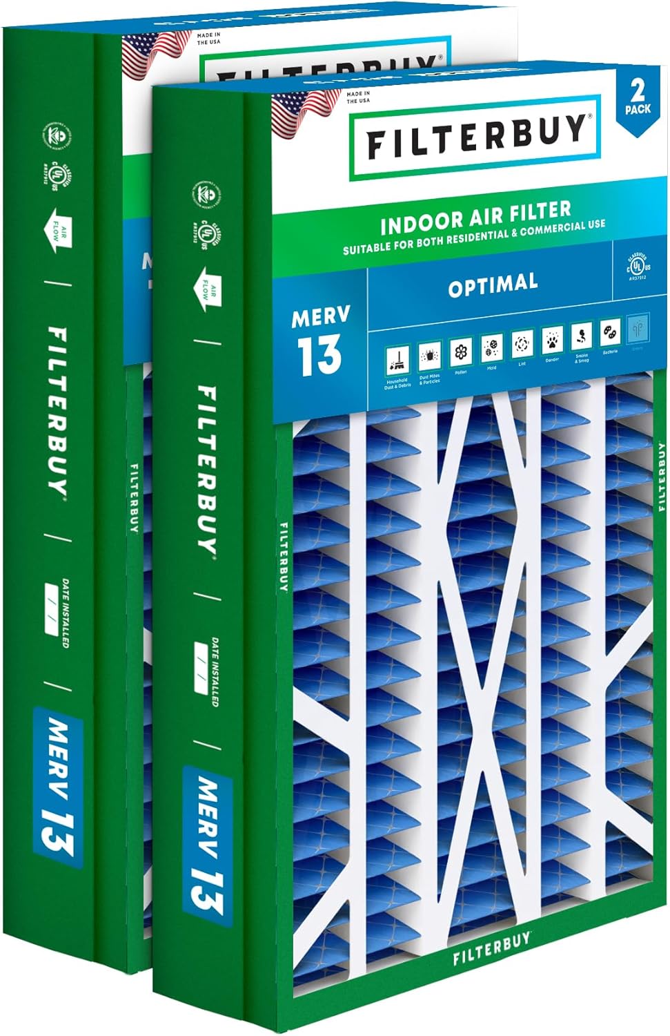 14.5x27x5 Air Filter MERV 13 for Optimal Smoke & Allergy Defense