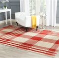 SAFAVIEH Courtyard 6ft 7in x 9ft 6in Red/Bone Plaid Indoor/Outdoor Rug