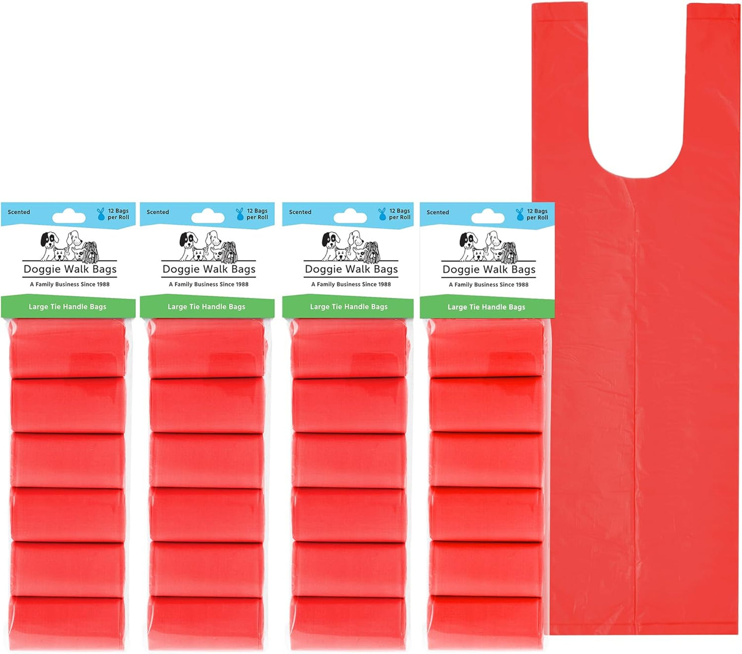 Large Dog Waste Bags with Easy Tie Handles - 288 Count