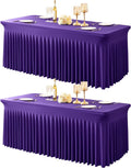 Purple Table Clothes for 6 Foot Rectangle Tables - One-Piece Stretch