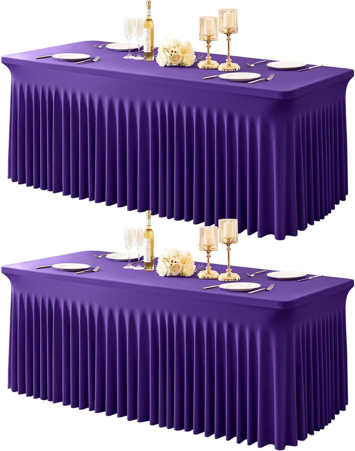Spandex Table Covers with Skirt for 6 Foot Rectangle Tables