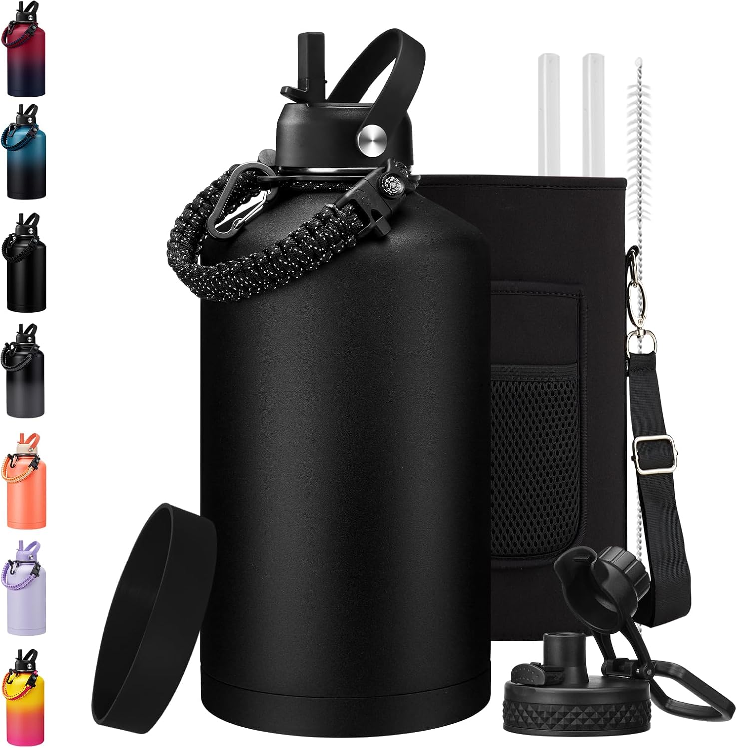 BENZZO 1 Gallon Insulated Water Bottle with Straw & Lid
