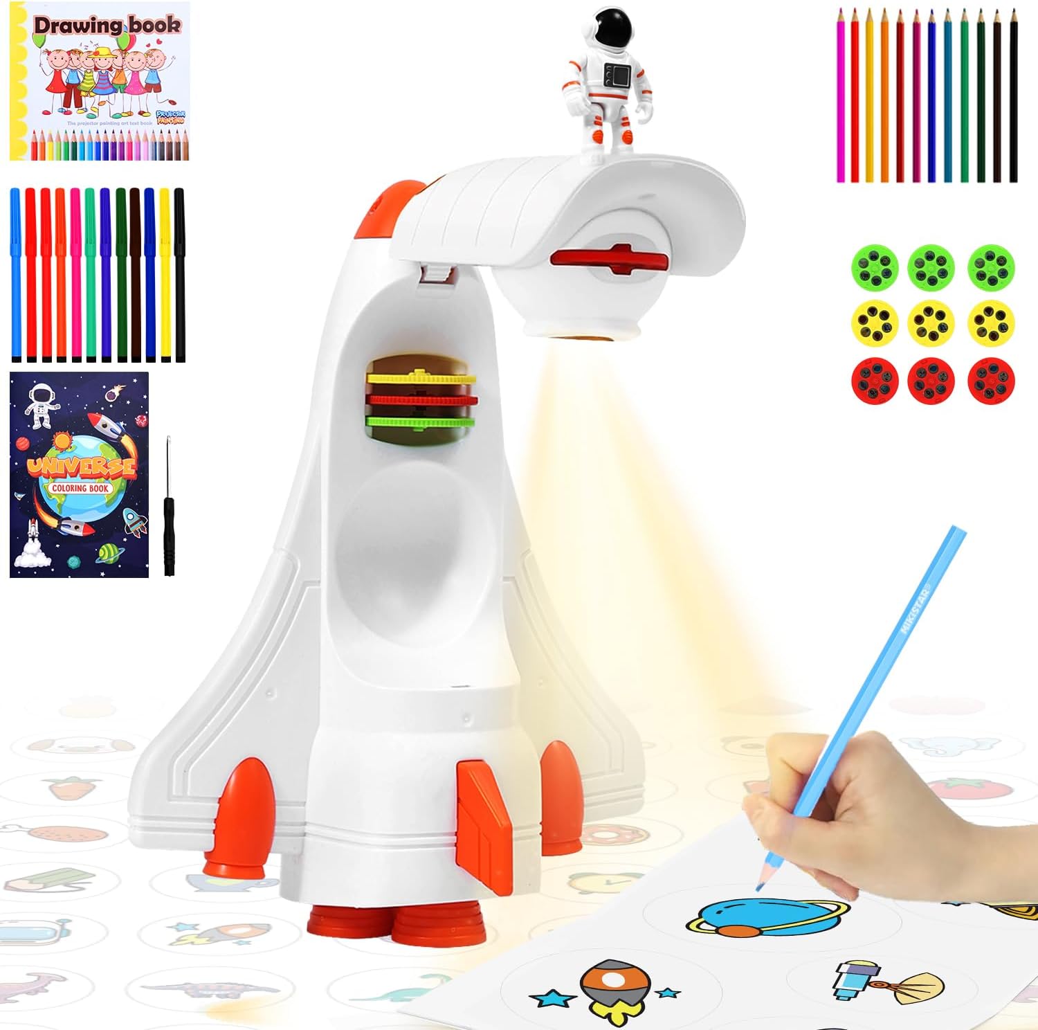 Space Rocket Projector Drawing Kit for Kids 3-8 Yrs