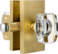 Gold Crystal Glass Passage Door Knobs Interior - Modern Satin Brass