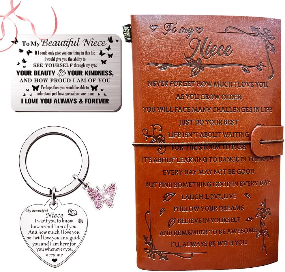 Inspirational Niece Gift Set: Journal, Wallet, Keychain - PEIQICHU