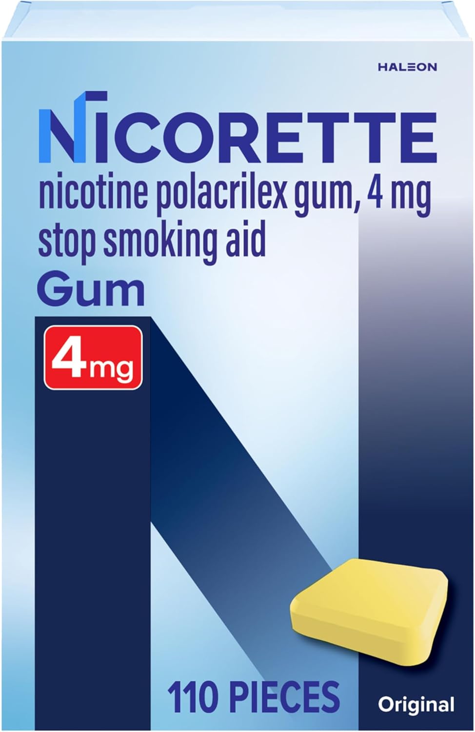 Nicorette Nicotine Gum 4 mg Original Stop Smoking Aid 110 Count