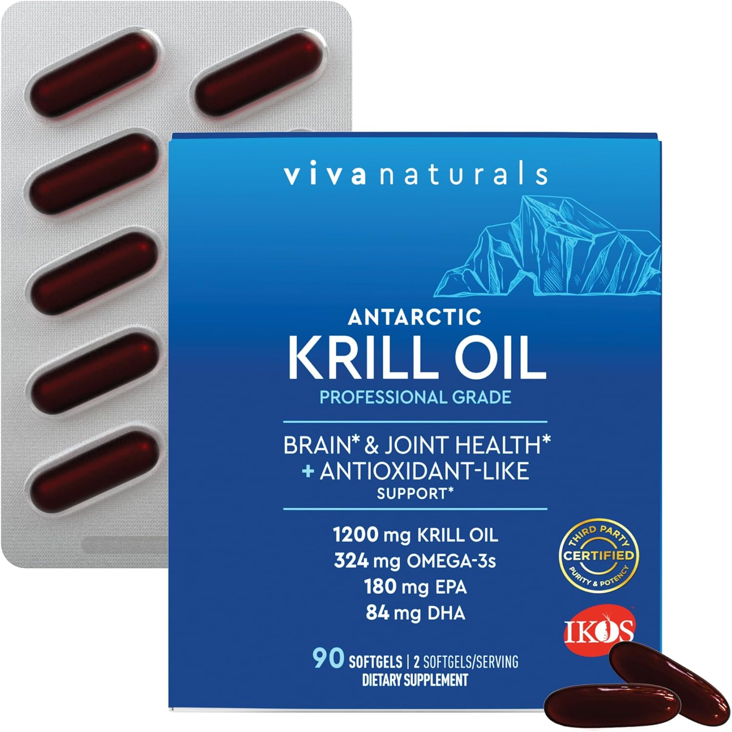 Viva Naturals Antarctic Krill Oil Omega 3 Supplements for Health