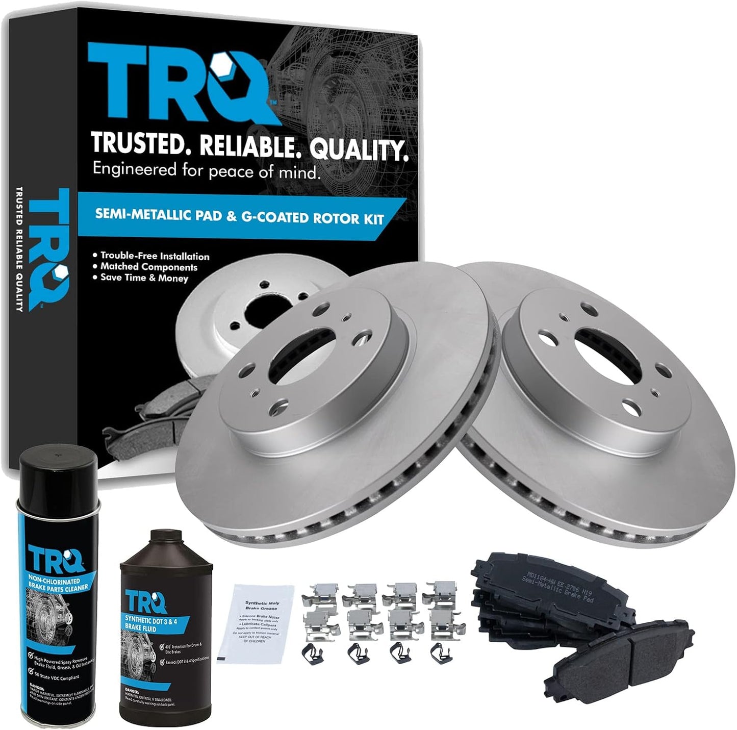 TRQ Front Brake Pad & Rotor Kit for 2013 Scion iQ & More