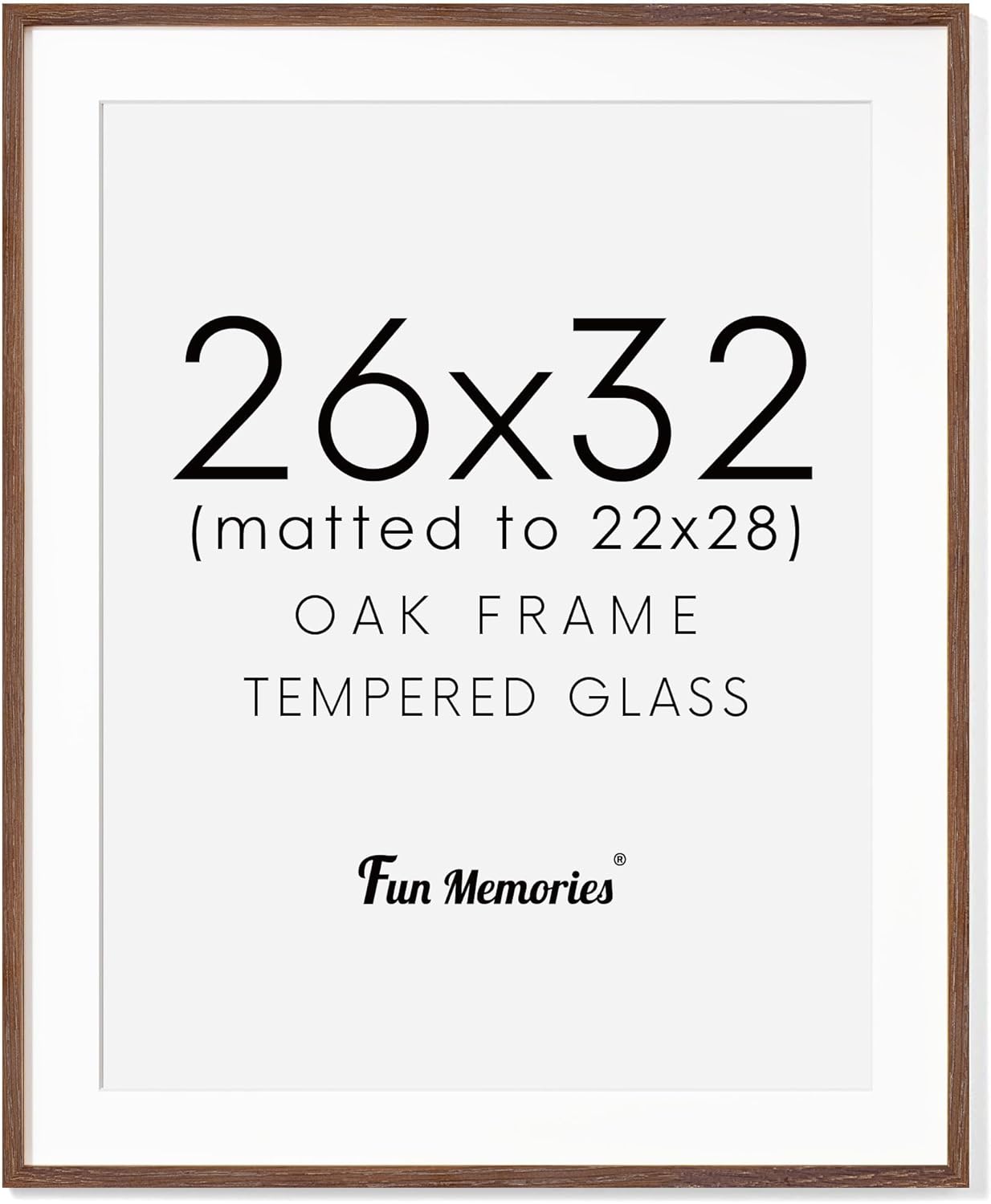 Natural Solid Oak Wood Frame 26x32 with Tempered Glass
