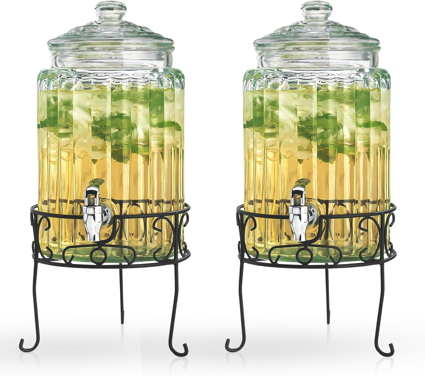 Elegant 1.5 Gallon Glass Beverage Dispenser with Stand for Parties
