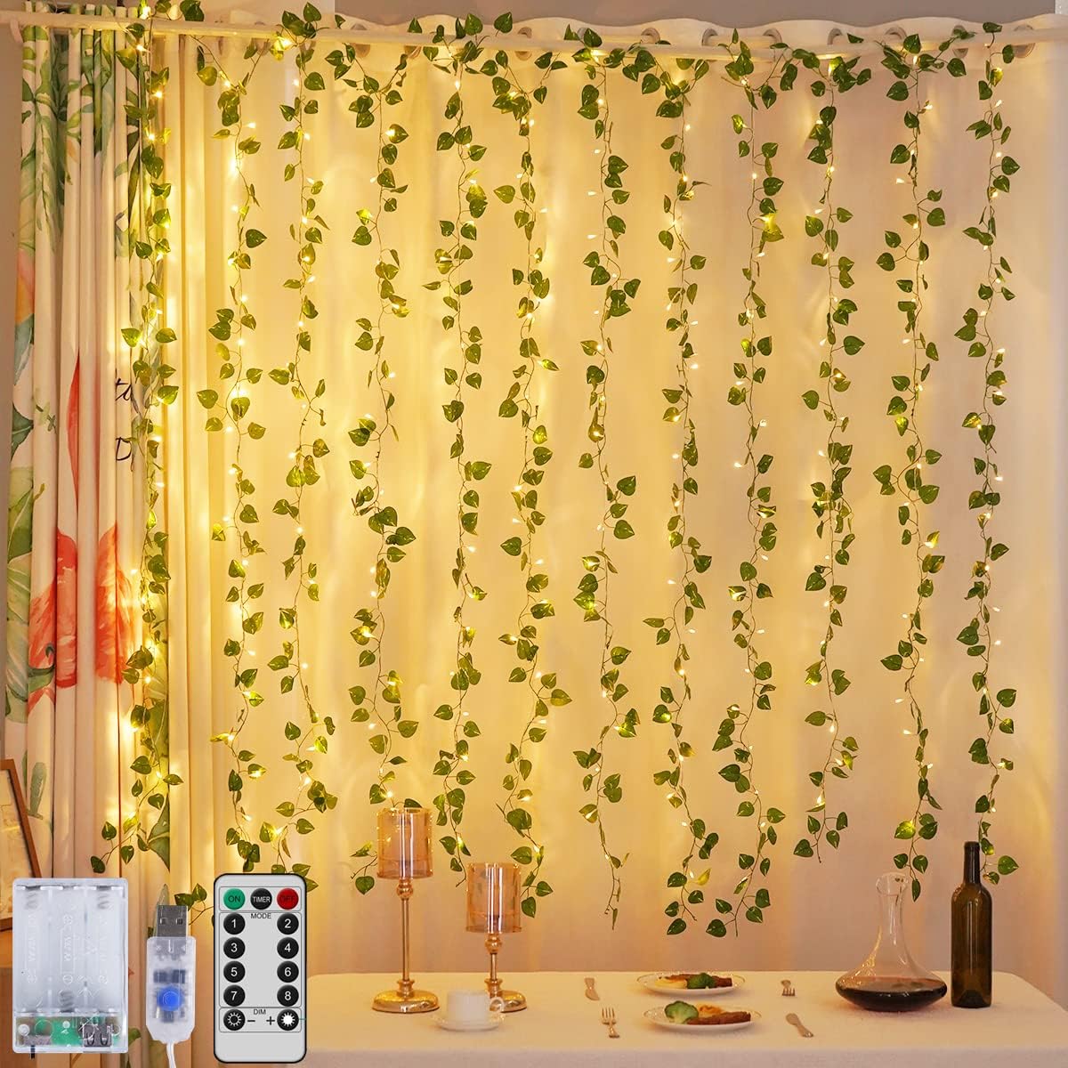 Opvande Fake Ivy Vines - 240 LED Curtain String Light