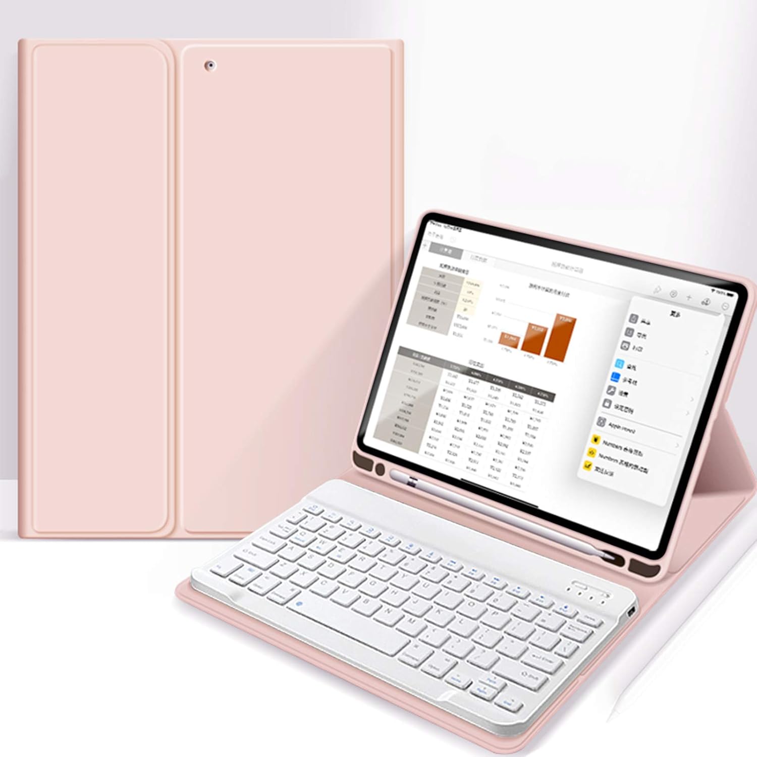 aoub Case for iPad 10.2 inch with Detachable Bluetooth Keyboard