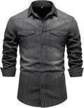 Kissonic Mens Denim Shirt Slim Fit Button Down - Casual Styled
