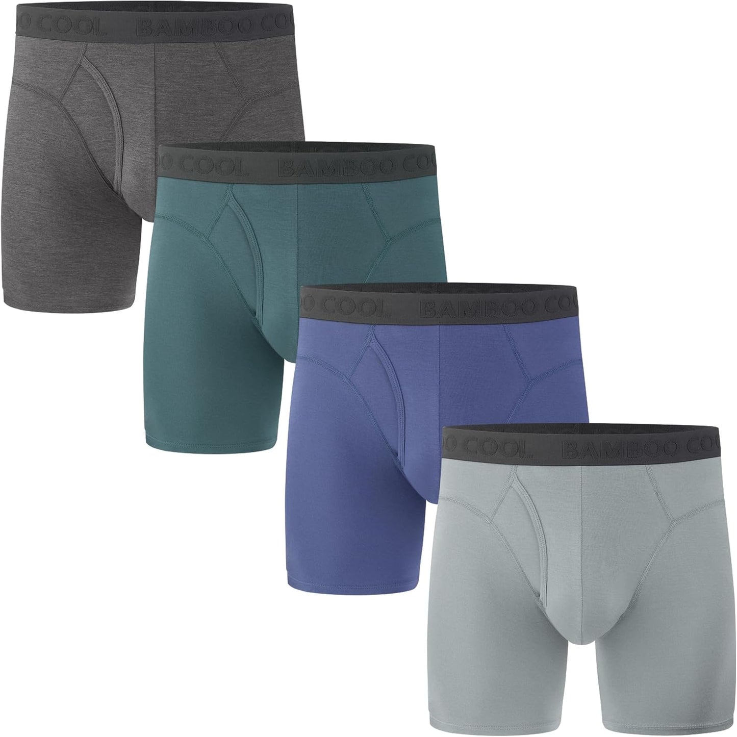 Bamboo Cool Men's Underwear Boxer Briefs Soft Breathable 4 Pack