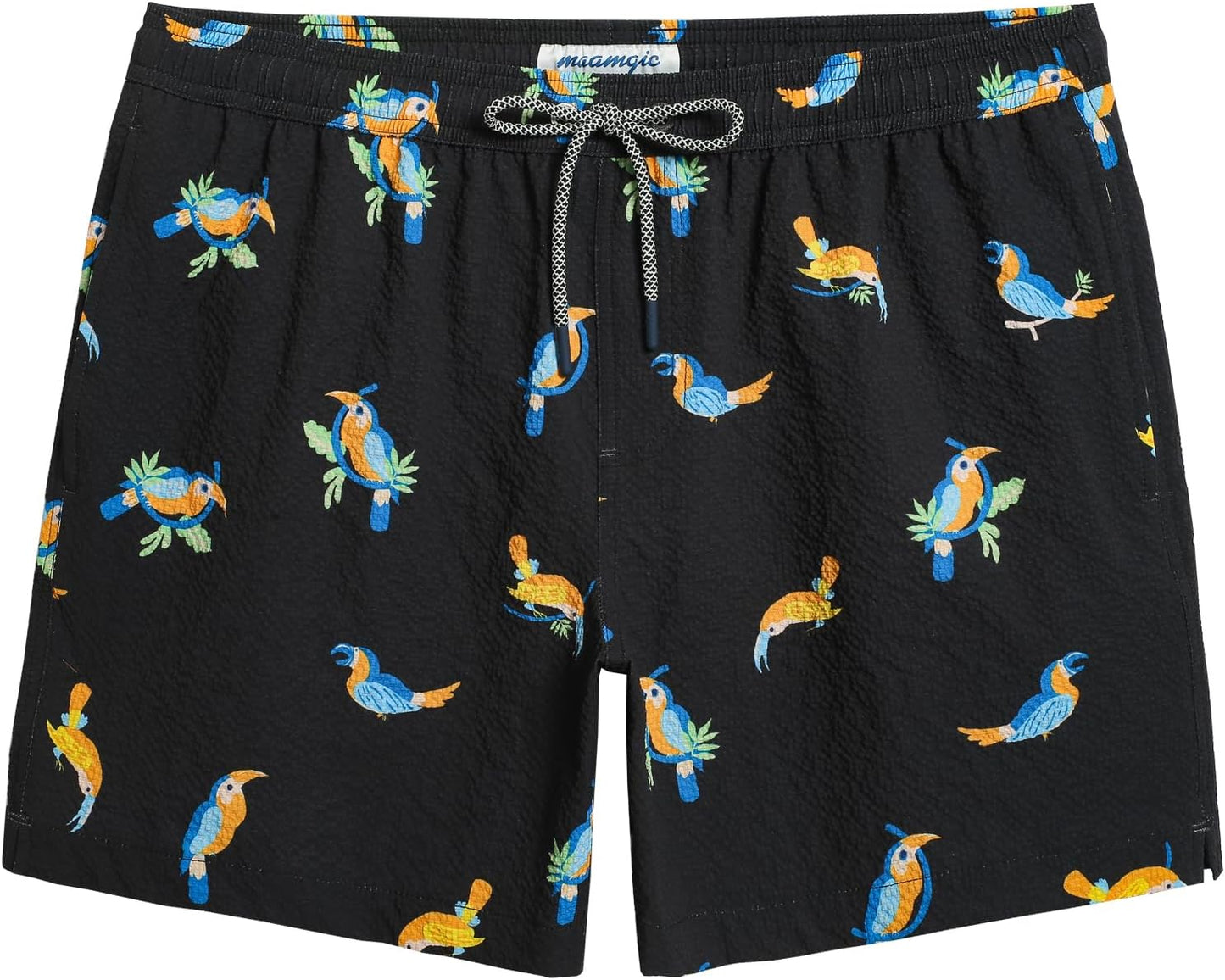 maamgic Men's Swim Trunks Quick Dry Seersucker Beach Shorts