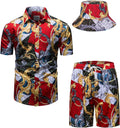 Men's Elegant Baroque Tracksuit Outfit in Black and Gold with Hat