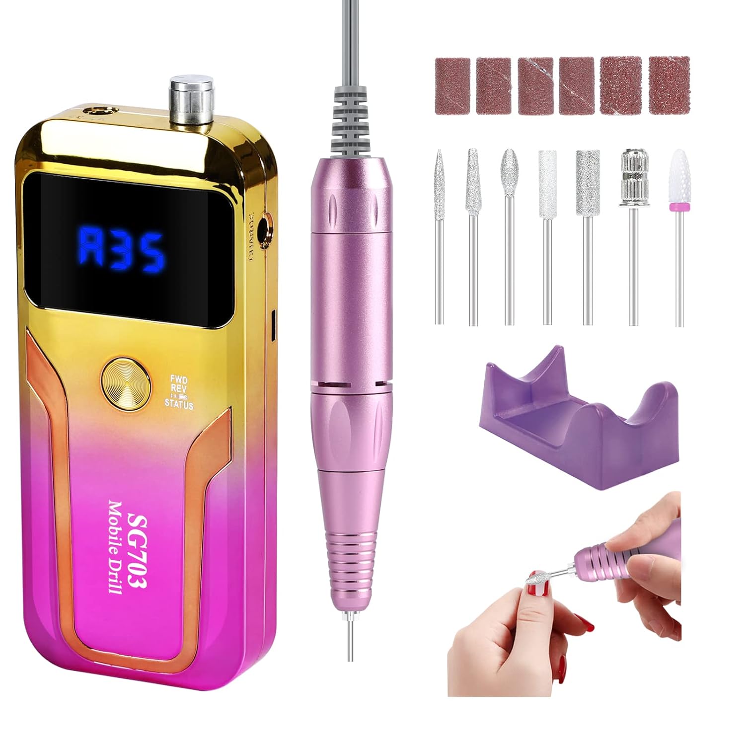Portable Nail Drill Professional 35000 RPM for Salon and Home