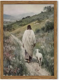 Jesus and Lamb Wall Art 3D Textured Hand Drawn Sandstone 16x24