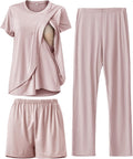 Postpartum Nursing Pajamas Set 3-Piece - Soft Maternity (Style Y2NS)