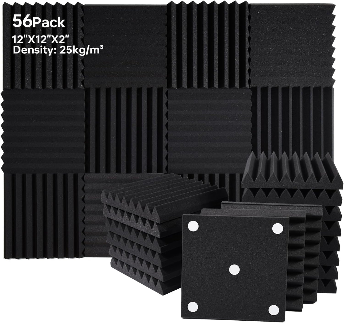 56 Pack Sound Proof Panels for Walls - High Density Acoustic Foam
