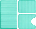 BYSURE Teal Memory Foam Bathroom Rug Set 3 Piece - Soft, Absorbent