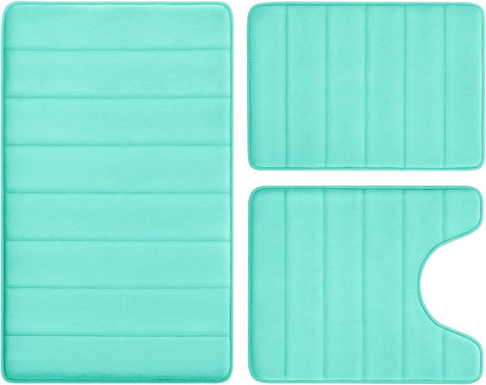 BYSURE Teal Memory Foam Bathroom Rug Set for Ultimate Comfort