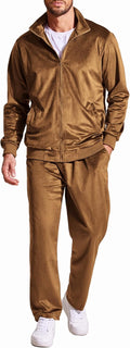 COOFANDY Mens Velour Tracksuit 2-Piece Full Zip - Soft Velvet Set