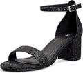 Women's Chunky Low Heels Open Toe Block Heeled Ankle Strap Pumps thick