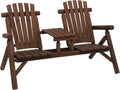 Outsunny 2-Seat Wooden Adirondack Chair with Center Table - Cozy