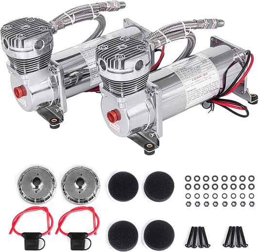 ZHSYMX 200PSI Heavy Duty Air Compressor for Train/Truck/Car - Silver