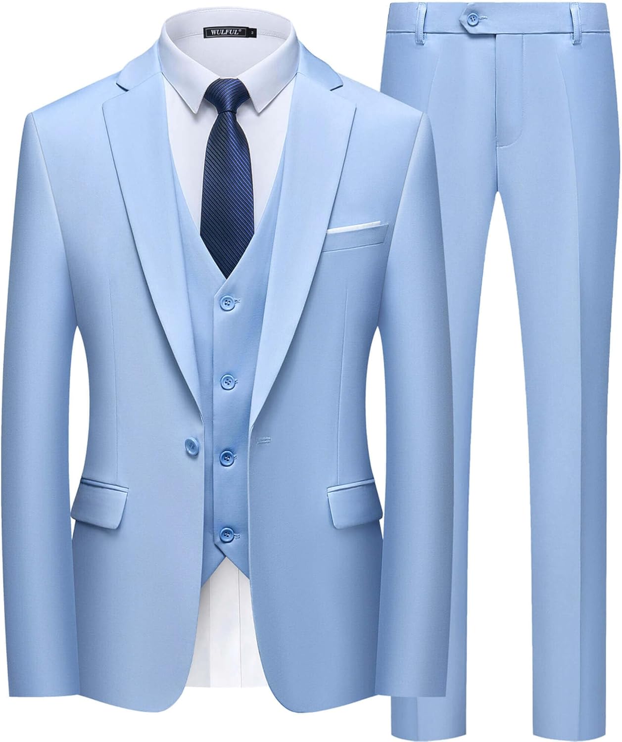 WULFUL Mens Slim Fit Suit for Weddings and Business Events