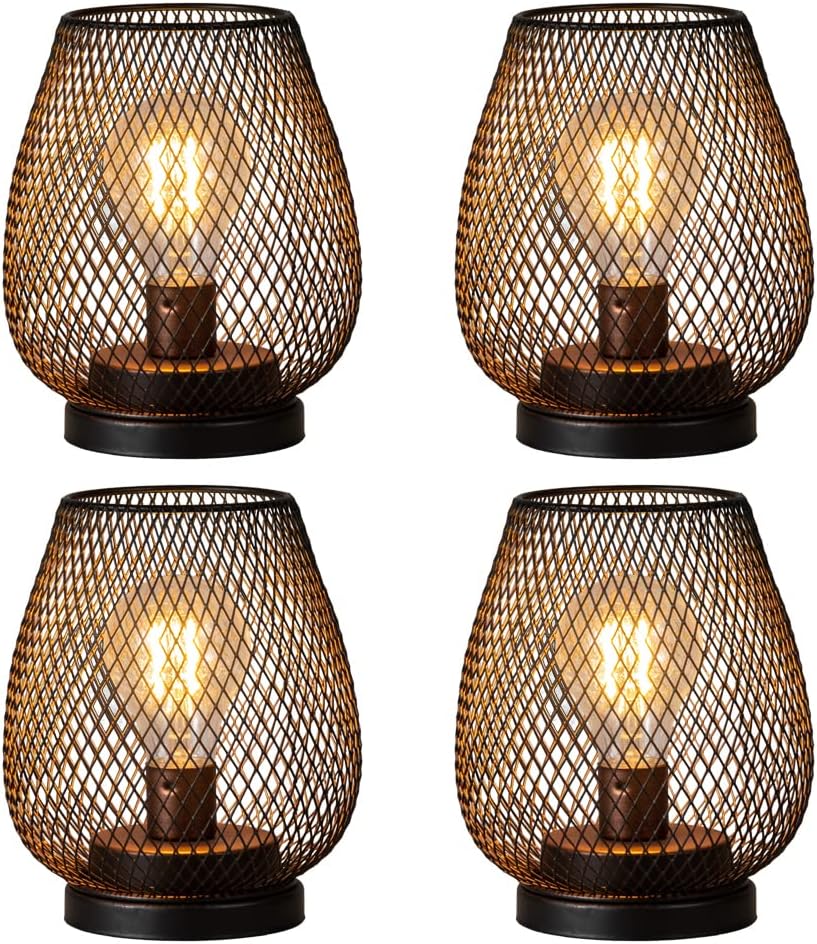 Battery Operated Lantern Set of 4 for Vintage Outdoor Decor