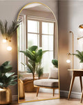 Floor Mirror Full Length 27in x 71in Arched Gold - Stylish Full-Size