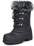 Kids Insulated Snow Boots with Zipper & Bungee Lacing - Warm