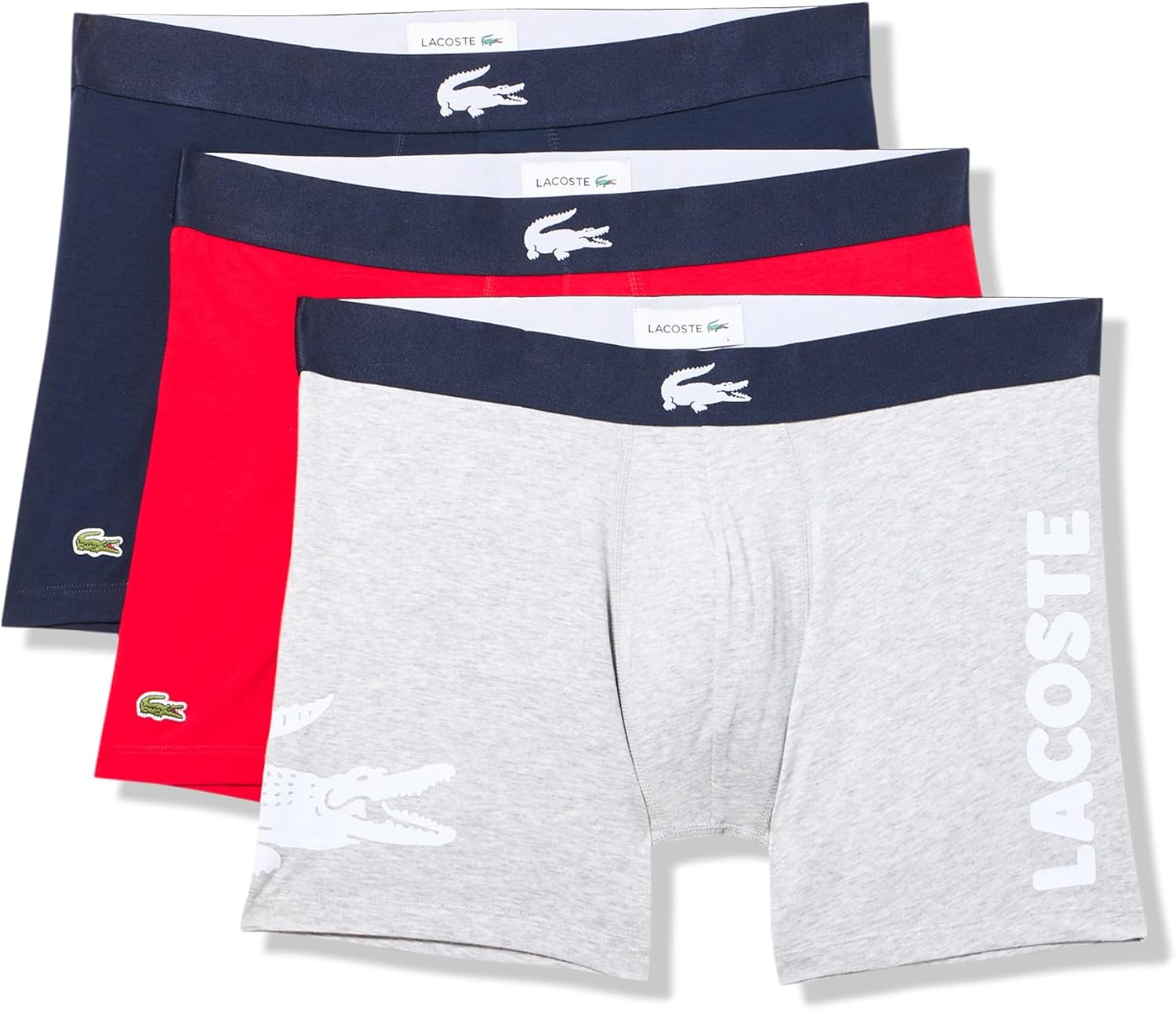 Lacoste Men's Cotton Stretch Big Croc Print Boxer Briefs 3-Pack