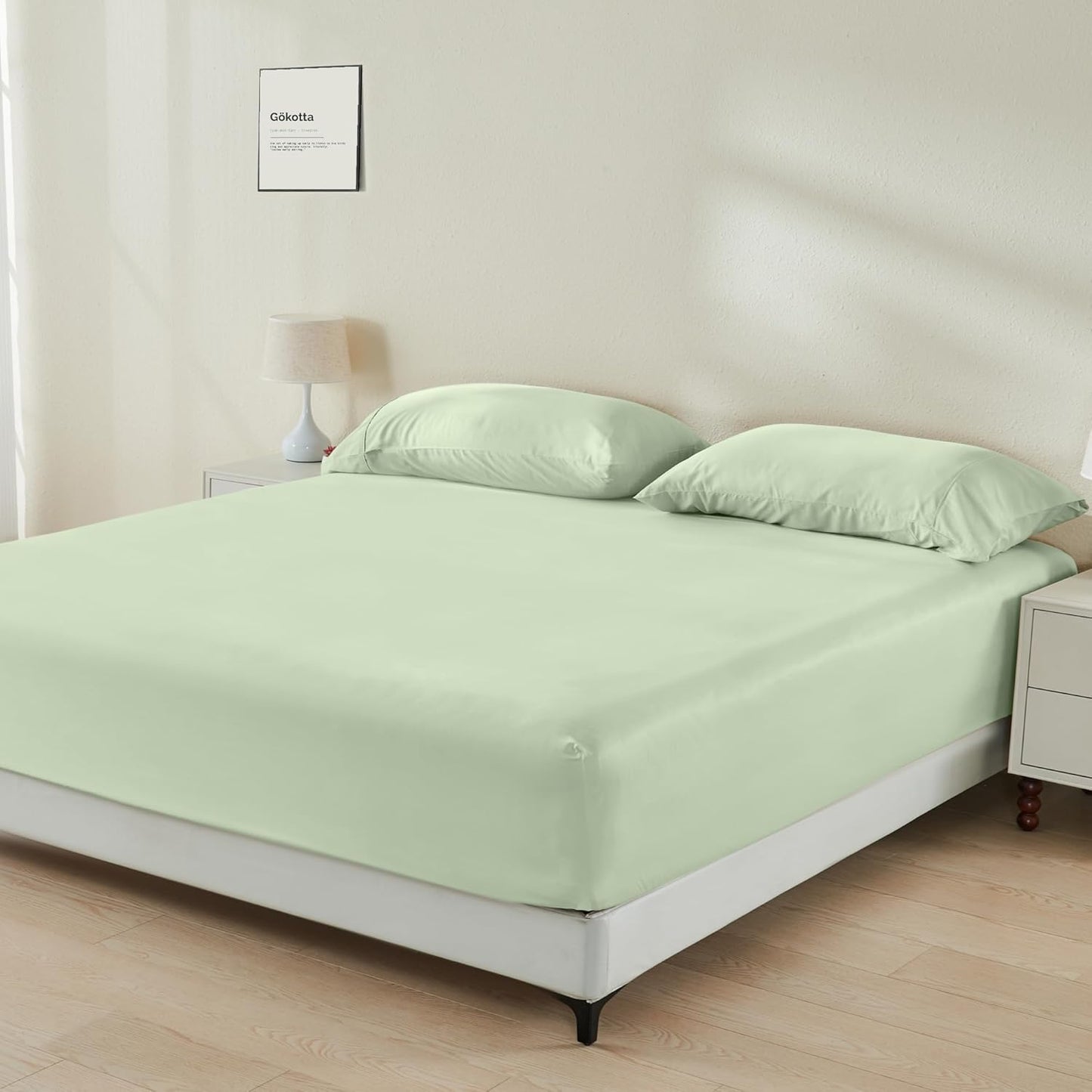 GOKOTTA 100% Rayon Bamboo Fitted Sheet Set for King Size Beds
