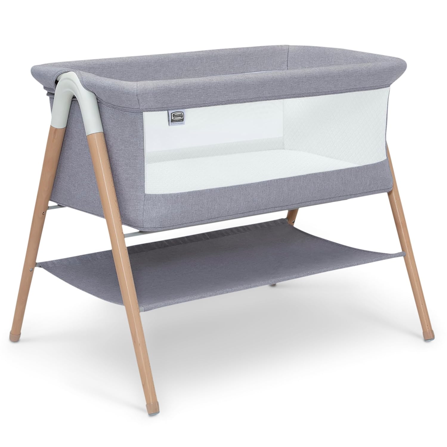 Simmons Kids Koi Bassinet with Breathable Mesh and Beechwood Legs