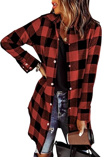 EVALESS Color Block Plaid Shacket Jacket for Women Stylish Look