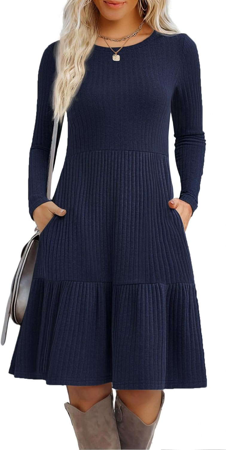 Zeagoo Womens Long Sleeve Fall Dresses with Pockets for Style