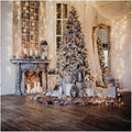 CHAIYA 8x8FT Christmas Fireplace Backdrop - Lifelike Holiday Photo