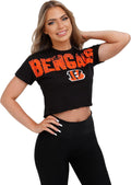 FOCO Women's NFL Team Logo Ladies Fashion Crop Top Shirt - Cute Team