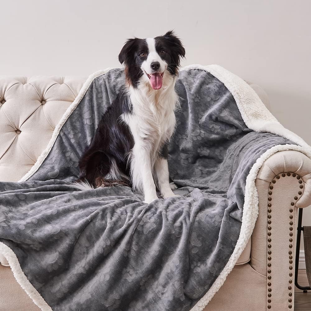 Qeils Dog Blankets for Large Dogs - Soft Plush Reversible Throw