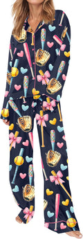 Satin Pajamas for Women Set Long Sleeve Button Down - Sizes XS-XXL