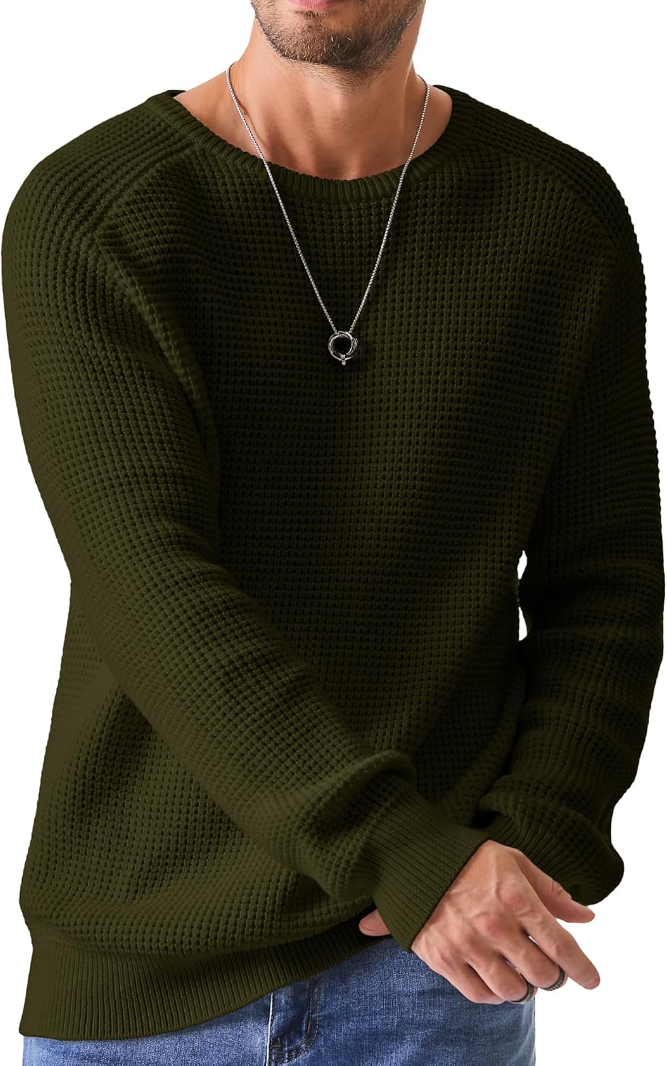 JMIERR Men's Crewneck Pullover Sweater for Casual Style